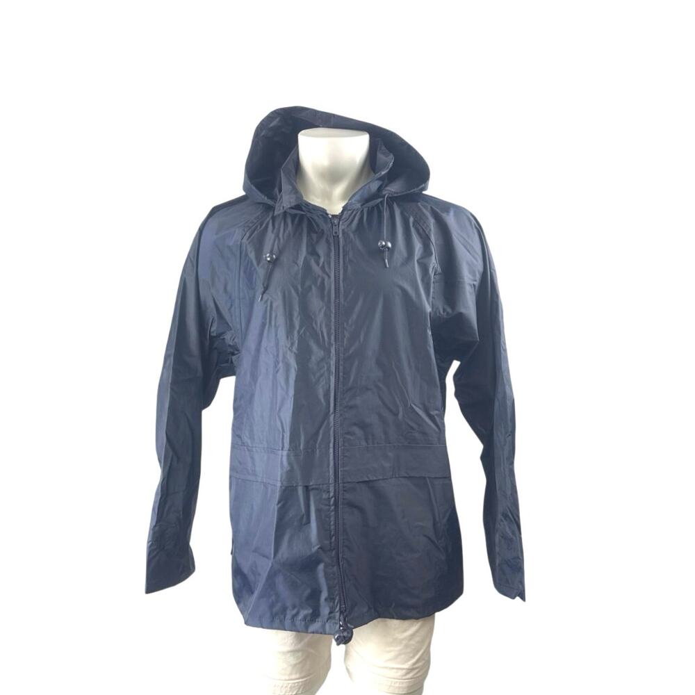 PortWest Men's Blue Hoodie Hooded Waterproof Workwear Rain Coat Jacket Size L